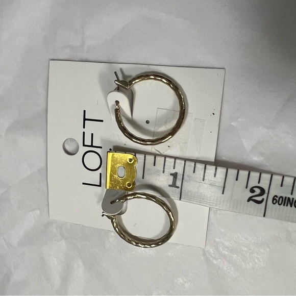 Loft Hoop Earrings Gold Toned 1" Textured Finish - Picture 2 of 5